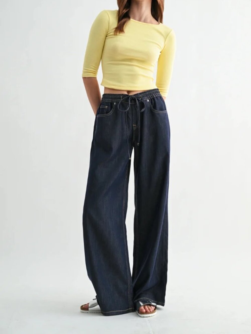 Mica Denim Florence Wide Leg High Rise Pull-On Jeans NWT Size XL